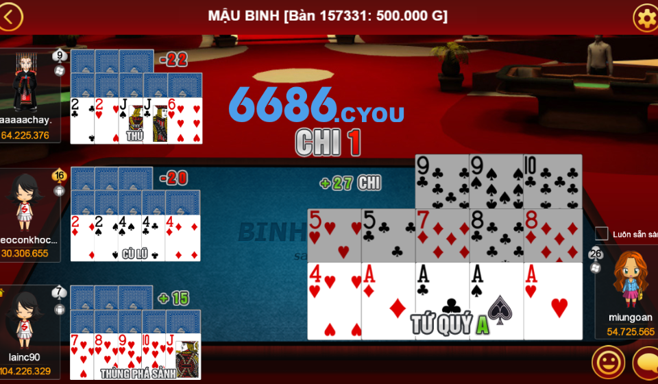 Game Đánh Bài Online 6686 – Sòng Bài Quốc Tế Bom Tấn